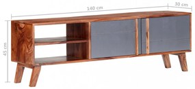 szürke tömör fa TV-szekrény 140 x 30 x 45 cm