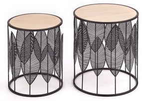 KÉSZLET 2x Kávésasztal FOLLA átm. 33/40 cm fekete