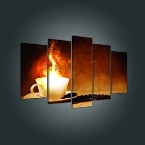 Vászonkép 5 darabos, Csésze kávé 100x60 cm méretben