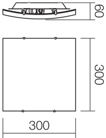 Redo 05-904 - Mennyezeti lámpatest ISIDE 1xE27/42W/230V 30x30 cm átlátszó