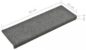 15 db világosszürke szövet lépcsőszőnyeg 65x21x4 cm