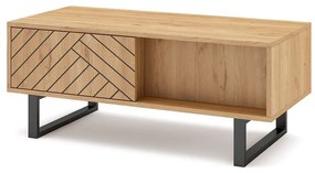 Natúr színű dohányzóasztal tölgyfa dekorral 55x110 cm Madona – Marckeric