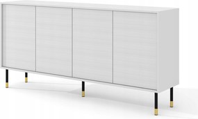 Komód Sherwood 180 cm 4D fehér matt mart frontok fém lábak