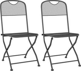vidaXL 2 db antracitszürke expandált fém összecsukható kerti szék