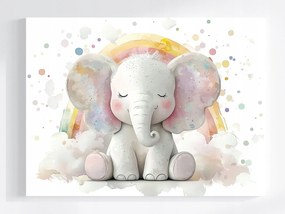 Canvas Vászonkép Színes Elefánt Szivárvány Felhők Álom Mese 80x60