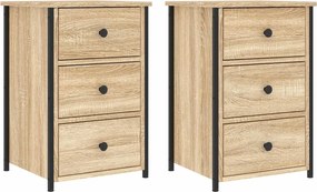 vidaXL 2 db sonoma tölgy színű szerelt fa éjjeliszekrény 40x36x60 cm