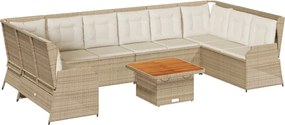 vidaXL 7 részes bézs polyrattan kerti ülőgarnitúra párnákkal