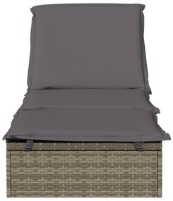 1 db szürke polyrattan napozóágy párnával 201 x 55 x 62 cm