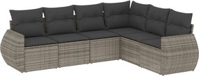 vidaXL 6 részes szürke polyrattan kerti ülőgarnitúra párnákkal