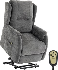 HOMCOM elektromos emelő relaxfotel – kettős motor, távirányító, chenille kárpit | Aosom