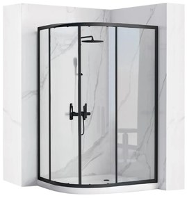 Rea Look zuhanykabin 90x90 cm félkör alakú fekete félmatt/átlátszó üveg REA-K7903