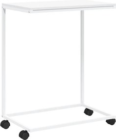 vidaXL fehér szerelt fa kisasztal kerekekkel 55x35x70 cm