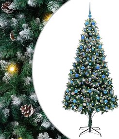 vidaXL Mű karácsonyfa 300 LED-del Zöld 210 cm PVC és Acél és Műanyag