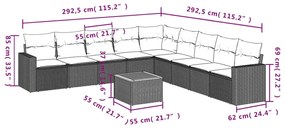 10 részes bézs polyrattan kerti ülőgarnitúra párnával