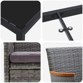 5 Darabos Kerti Étkező Szett - Szürke Poly Rattan