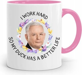Rózsaszín Vicces Bögre Jaroslaw Kaczynski fényképes nyomattal