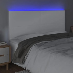 fehér műbőr LED-es fejtámla 180x5x118/128 cm