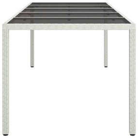 fehér polyrattan és edzett üveg kerti asztal 250 x 100 x 75 cm