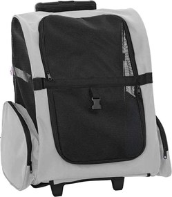 vidaXL 3 az 1-ben szürke oxford szövet kisállatszállító kocsi 48 x 32 x (57-106) cm