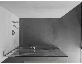 Mexen Kioto+ L, Walk-In zuhany paraván polccal és akasztóval 110 x 200 cm, 8 mm átlátszó üveg fehér mintás, króm profil, 800-110-123-01-97