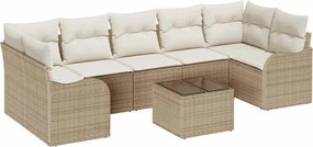 vidaXL Kerti Kanapé Szett párnával tárolóval 8 pcs Beige és krém