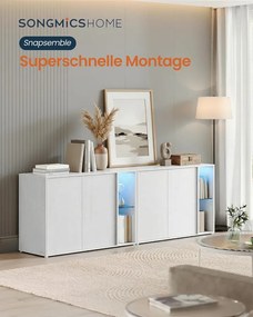 SONGMICS HOME Snapsemble TV-állvány és Tálalószekrény LED-del, KADIN, Hófehér
