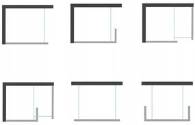 Mexen Kioto zuhanyparaván WALK-IN 8mm, 140x200 cm, szürke üveg (grafit), 800-140-000-00-40