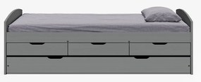 Ágy kihúzható pótággyal, szürke, tömörfa, 90x200, MARINELLA NEW