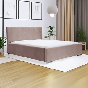 Kárpitozott ágy tárolóval és COOL matraccal 120x200 cm Világos rózsaszín