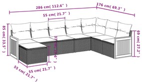 8 részes szürke polyrattan kerti ülőgarnitúra párnákkal