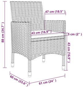 7 részes szürke polyrattan kültéri étkezőgarnitúra párnákkal