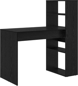 vidaXL Asztal polcokkal Fekete tölgy 113 x 54 x 120 cm Faanyag