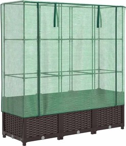 vidaXL rattan megjelenésű magaságyás melegháztakaróval 120x40x138 cm