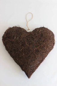 Barna fonott felakasztható szív 50cm