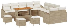 vidaXL Kerti Kanapé Szett párnával tárolóval 13 pcs Bézs Poli rattan