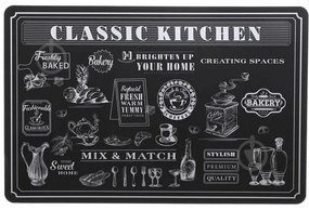 Kitchen tányéralátét fekete, 43,5 x 28,5 cm, 4 db-os készlet