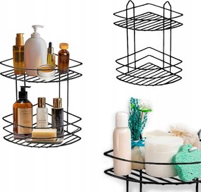 Fürdőszoba Polc Fekete Fém Konyhai Csavarozható Stílusos Non-invazív