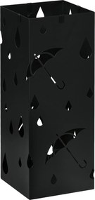 HOMCOM Esernyőtartó 4 Kampóval, Vízgyűjtő Tálcával, Fekete Acél Esernyő- és Bottartó 15,5 x 15,5 x 40 cm | Aosom