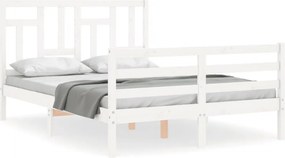 vidaXL fehér tömör fa ágykeret fejtámlával 140 x 200 cm