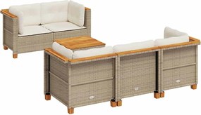 vidaXL 6 részes bézs polyrattan kerti ülőgarnitúra párnával