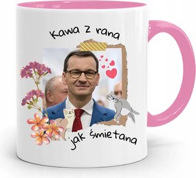 Rózsaszín Politikai Bögre Mateusz Morawiecki Miniszterelnök fényképes nyomtatással