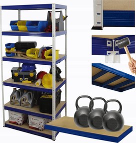 Tárolószekrény fém állvány Helios 213x90x35cm 6Px350kg 300EZER Komb