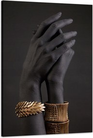 Vászonkép Fekete kezek Arany díszek Művészet 60x90 cm