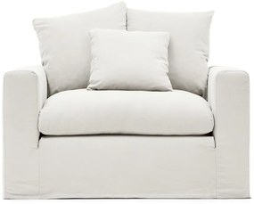 Fehér len fotel Nora – Kave Home