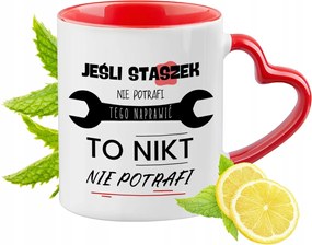 Piros bögre szív alakú füllel Ajándék