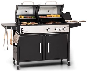 Kingsville 3.1, gáz + faszén kombinált grill, 10,9 kW, 3+1 égő, állítható magasság