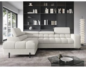 Krémszínű buklé kinyitható-tárolóhelyes sarokkanapé (bal oldali-L alakú) Ferucce – ELTAP