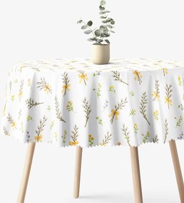 Goldea tavaszi kör alakú teflonos terítő - barka mintás Ø 110 cm