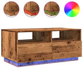 Antik fa színű dohányzóasztal LED-lámpákkal 90 x 49 x 40 cm