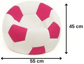 EMI focilabda mintás fehér-rózsaszín műbőr babzsákfotel